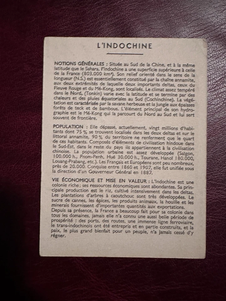 MAPA DE INDOCHINA VIETNAM TARJETA HISTÓRICA COLONIAS FRANCESAS Foto 2 de 2
