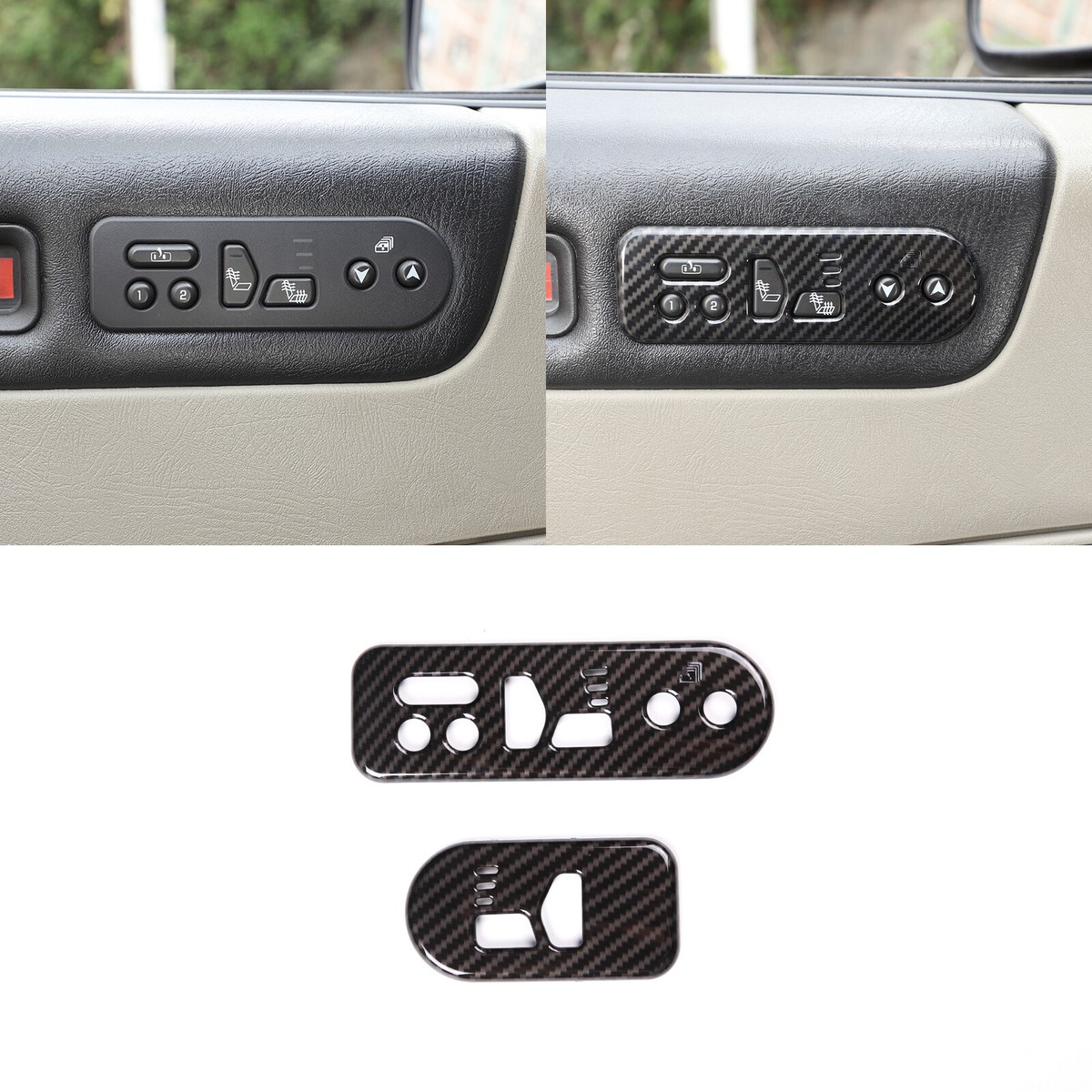 For Hummer H2 2003-2007 Seat Memory Button Trim Frame Carbon Fiber
