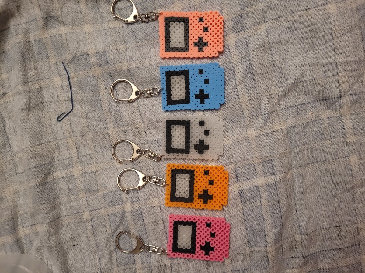 Gameboy Perler Melty Fuse Beads Keychain Pixel Art Pokemon Retro