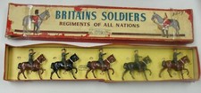 5 Vintage 1950's Britains British Mounted Officer Lead Figures In Original Box