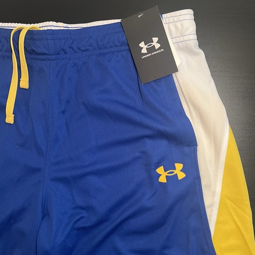 Under Armour Boys Athletic Short NWT Blue/Yellow/white YXL $30 MSRP - Picture 2 of 8