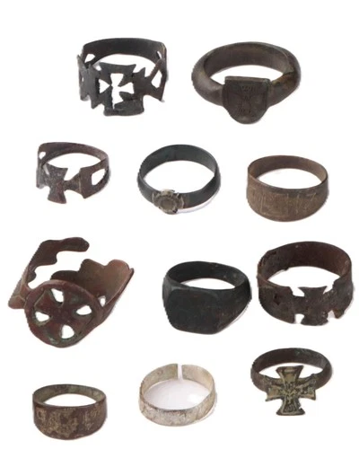 Set 11 pcs Iron Cross German trench art Ring WW1 wwI WW2 Germany WWII Military