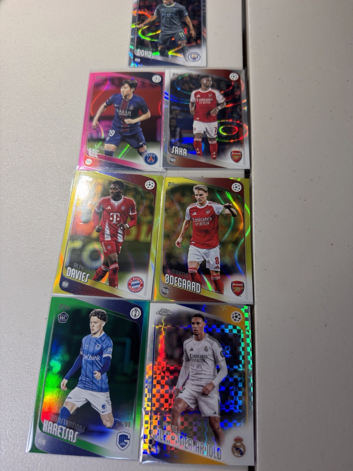 Topps Chrome UEFA Champions League 2023-24 Rookie Lot 6 Cards Doku Saka view 3