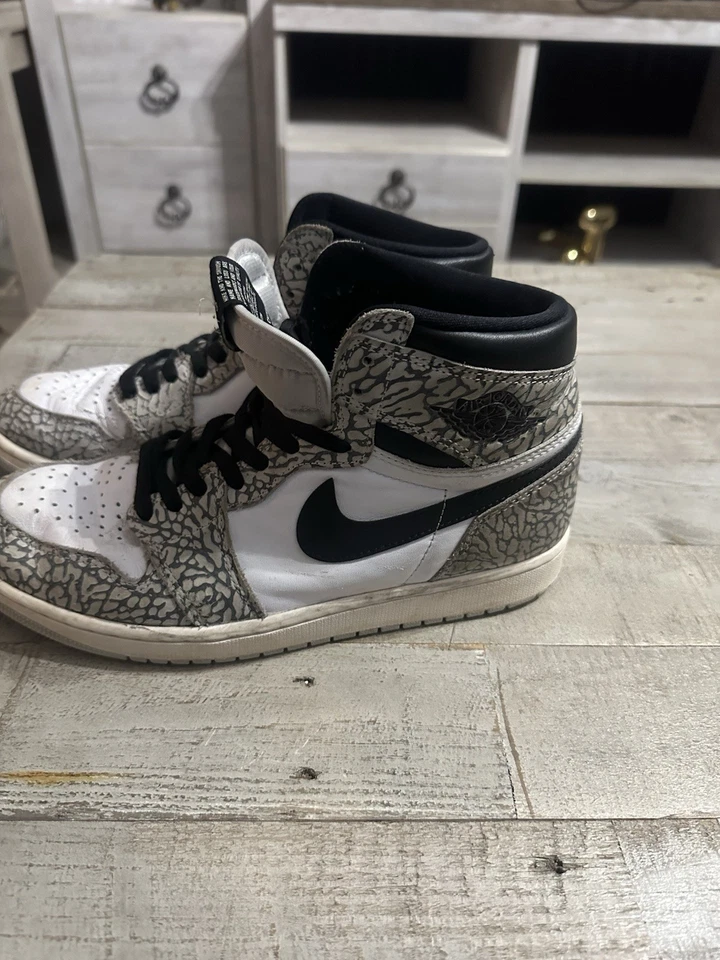 Size 9.5- Air Jordan 1 Retro OG High White Cement - Image 3 of 4