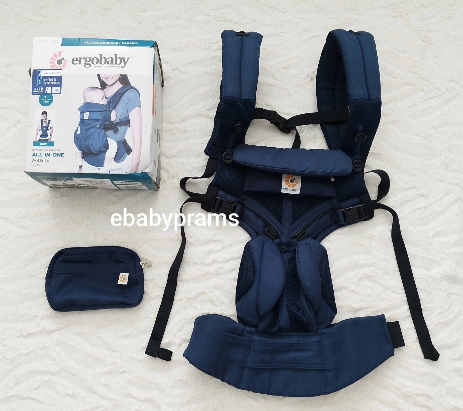 GENUINE ergobaby omni 360 Cool Air Mesh baby carrier Raven Blue