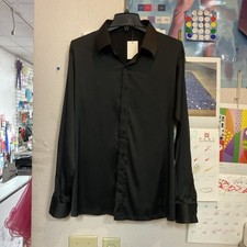 011136 Standard /Latin Ballroom Black Dance Shirt,sizeXL for Man