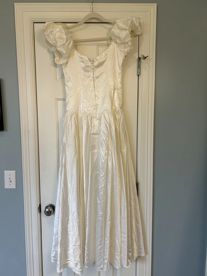 Vestido Formal Vintage Años 80 Blanco Baile de graduación Talla 9/10 Foto 4 de 4