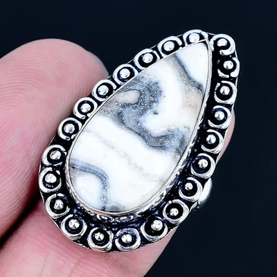Calcite Agate 925 Silver Plated Handmade Ring of US Size 7 - image 1 of 3