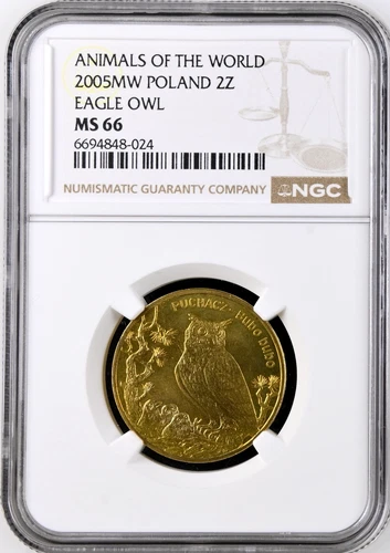 Poland 2 Zlote 2005 MW  NGC MS66 UNC Eagle Owl