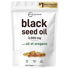 Micro Ingredients Black Seed Oil Softgels, 3,000mg, 240 240 Count Pack of 1 