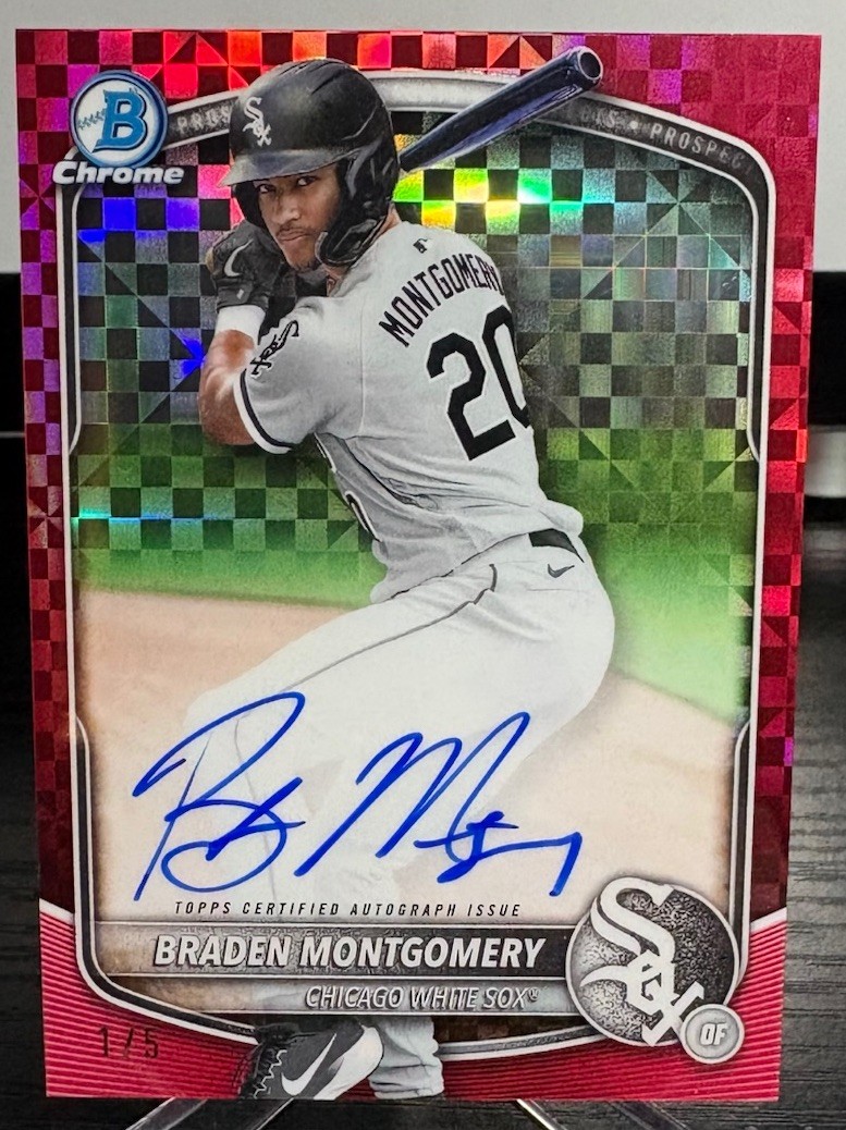 2025 Bowman Chrome - Braden Montgomery Red X-Fractor Auto /5 White Sox #CPABM