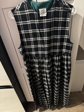 VINTAGE 80S LAURA ASHLEY Plaid Dress Blue Green Wool Cotton Jumper US 6 8 UK 10