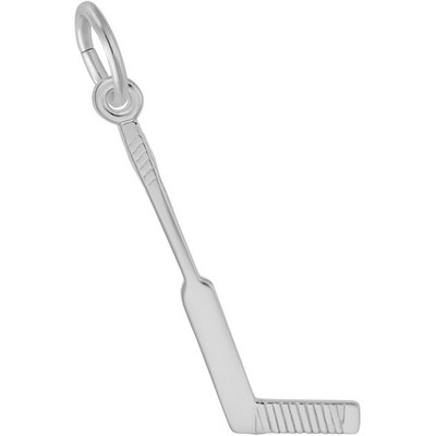 Goalie Hockey Stick Charm - Metal - Sterling Silver