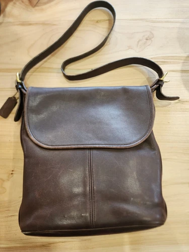 Coach Whitney 4115 vintage anni 90 grande patta pelle mogano marrone made in US '97