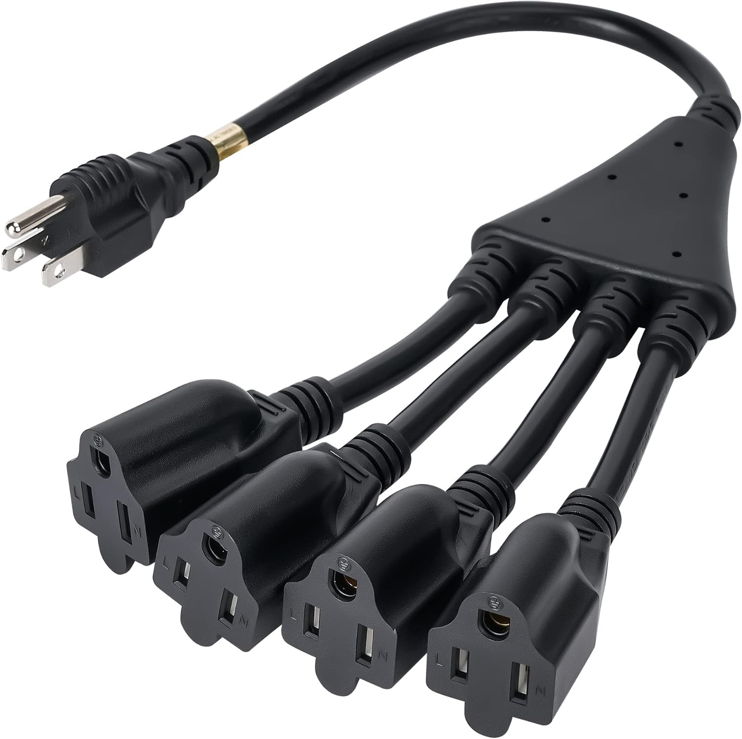 4 Way Power Cord Splitter Cable-3 Prong 1 to 4 Extension Cord-Outlet Saver- Male