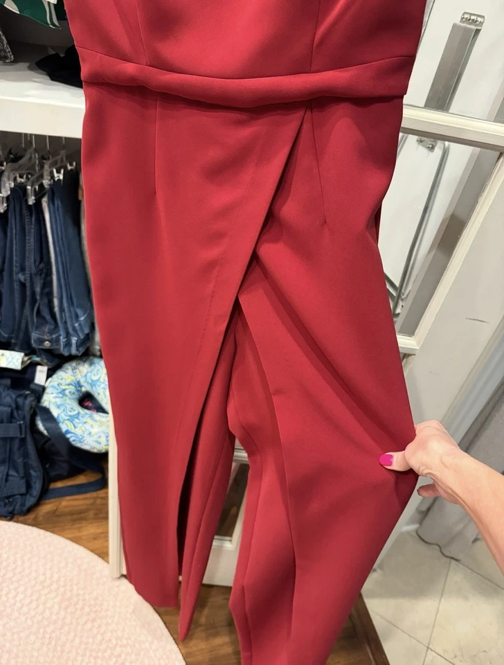 White House Black Market Women’s Cranberry Dressy Romper Size 8 - Image 4 of 4
