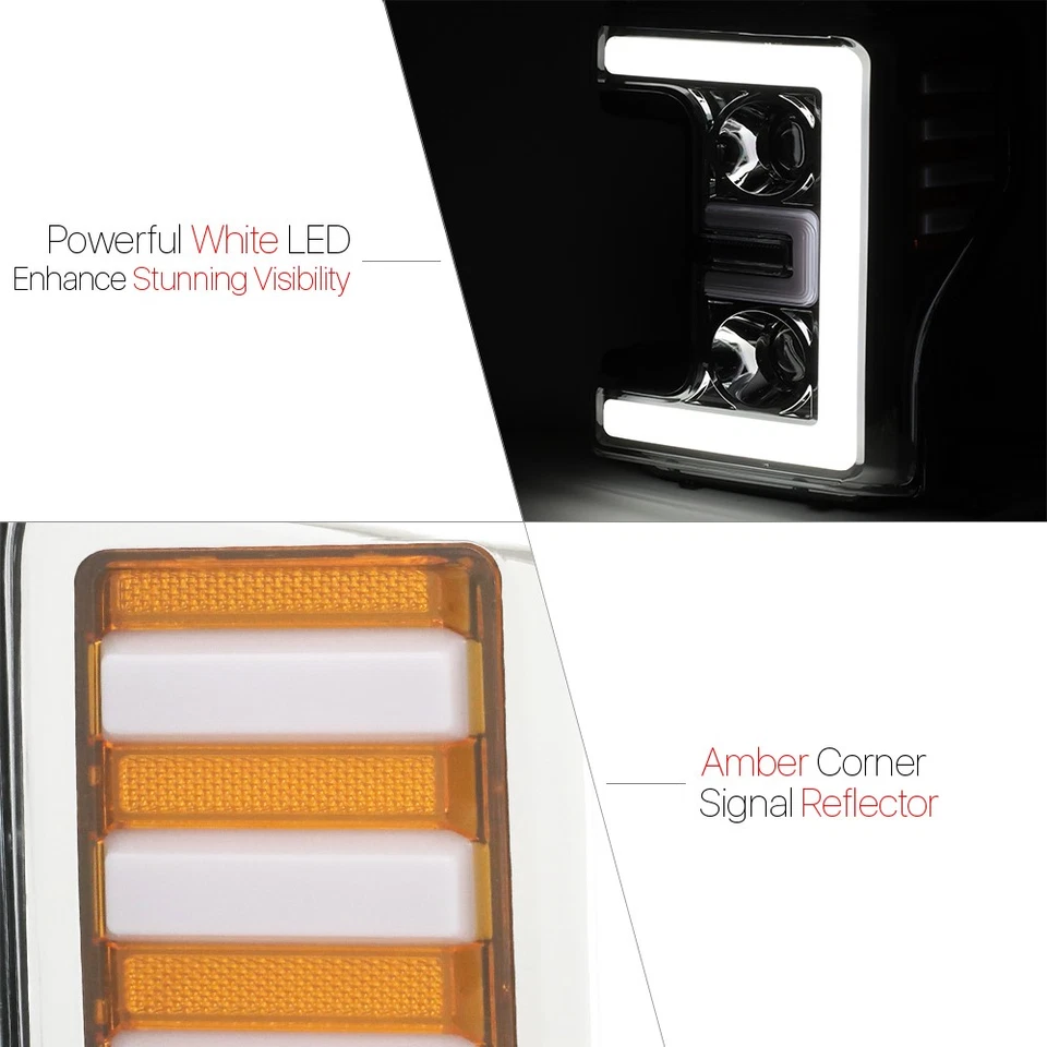 Se adapta a Super Duty 2017-2019 {BARRA ELÉCTRICA LED DUAL} Faro proyector de esquina cromado/ámbar Foto 2 de 4