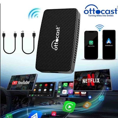 Ottocast Play2video Ai Box Wireless CarPlay/Android Auto Multimedia Adapter 3in1