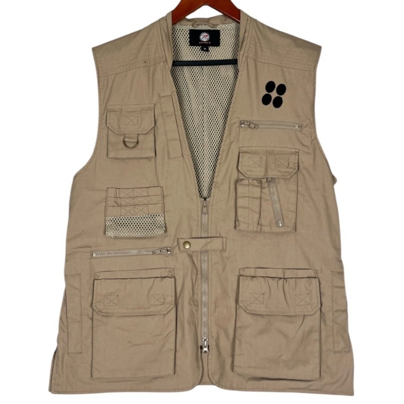 Rothco Utility Vest Mens Medium Tan Fly Fishing Hunting Tactical Multi Pocket