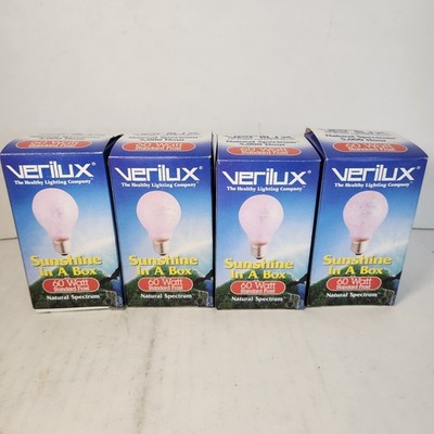 Lot Of 4 Verilux 60 Watt Neodymium A-19 Standard Frost Bulb Natural Spectrum