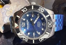 Aragon Divemaster A624 all Titanium Blue MOP Swiss Rhonda 150 mens watch 45mm