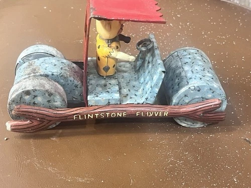1960s Marx Tin Hanna Barbera Fred Flinstone Flivver Friction Vehicle FLINTSTONES