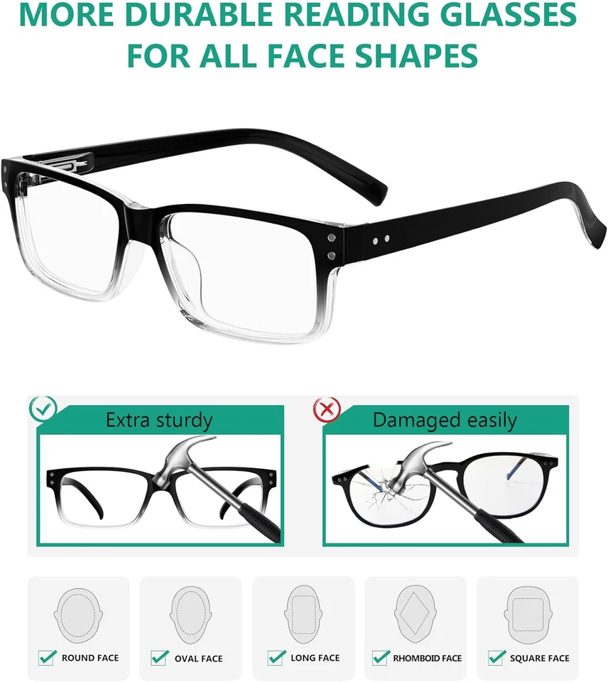 Eyekepper男式复古阅读眼镜-5件装弹簧铰链经典读者 — 第 3/4 张图片