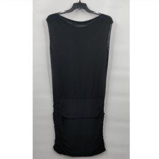 BCBGMAXAZRIA Boot Neck Sleeveless Ruched Bodycon Mini Dress Medium Women Black