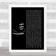 Kiss Black Script Song Lyric Quote Print