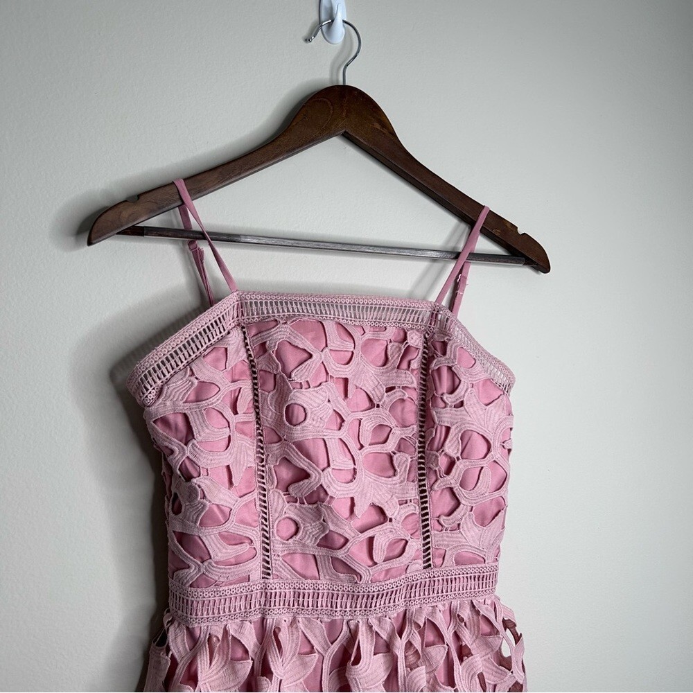 Chi Chi London | Tiered Premium Lace Mini Dress | Pink  | Size UK 6 US 2 image 3