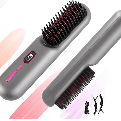 Cordless Hair Straightener Brush 20 Million Negative Ions Care Mini Styling Comb