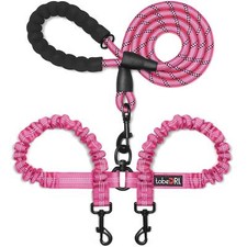 Comfortable Dual Dog Leash Tangle Free with Shock Absorbing Bungee Reflective...