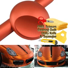 72" x 60" Satin Matte Chrome Metallic Orange Vinyl Film Wrap Sticker Bubble Free