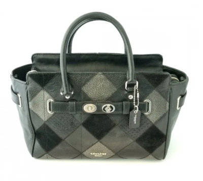 Coach Black BlakeLeather & Suede Patchwork Turn Lock Detail Tote