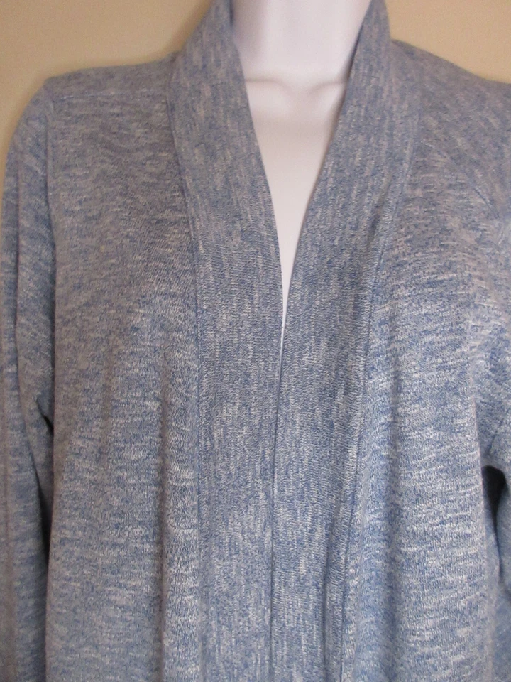 Sz 2XL EDDIE BAUER Blue Open Front Duster Cardigan Long Sleeve Travel Waterfall - Image 2 of 4