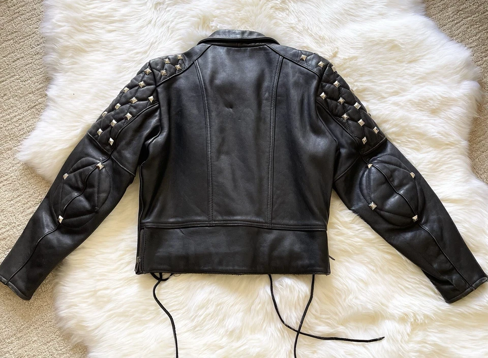 Vintage  Leather Quilted Motorcycle Jacket - Image 3 of 4
