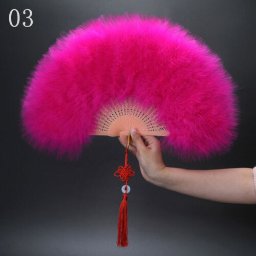 Colorful Large Folding Feather Fan Wedding PROM Party Costume Fancy Dress 1920s - Picture 20 of 30