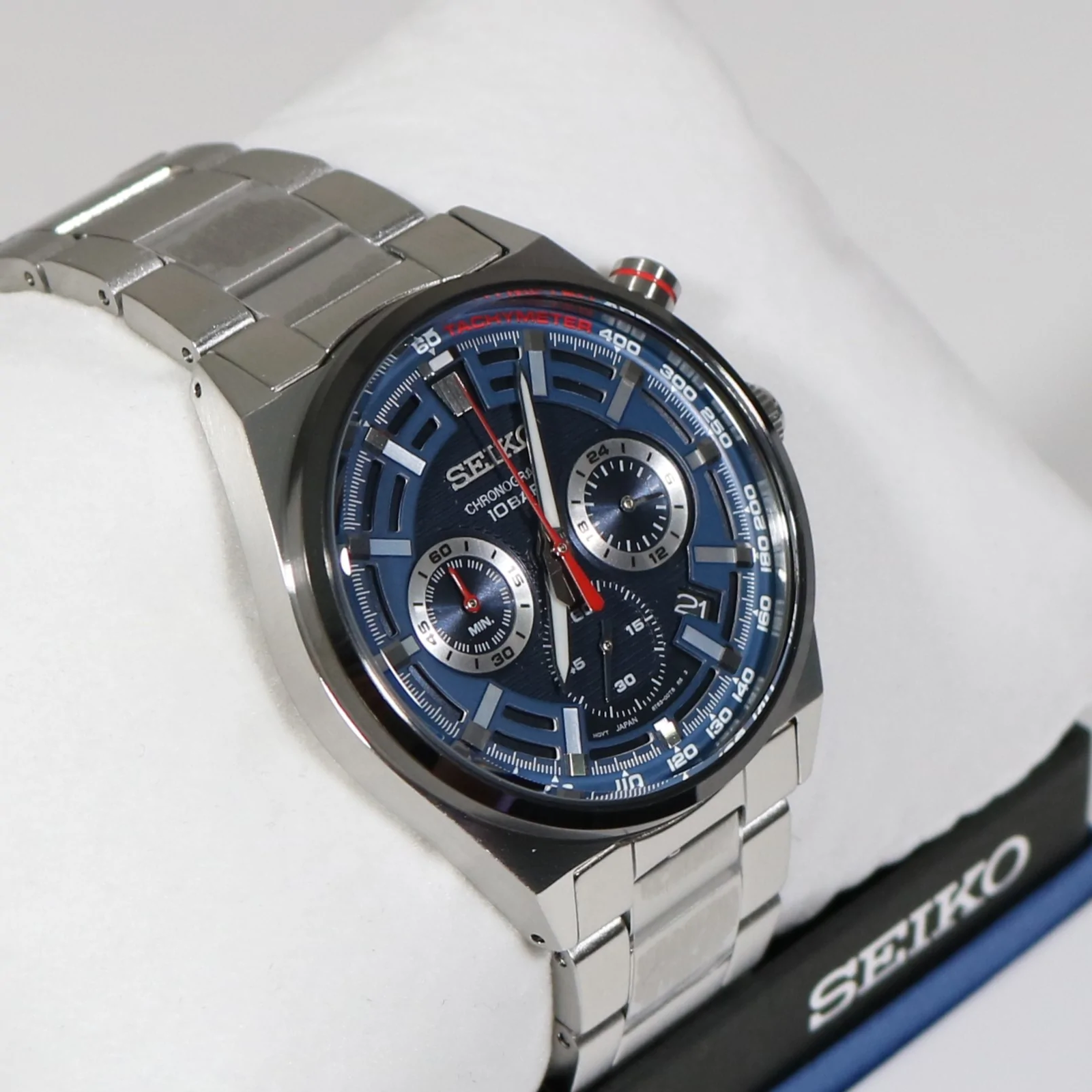 Seiko Quartz Men's Blue Dial Chronograph Stainless Steel Watch SSB407P1  4954628243942 | eBay