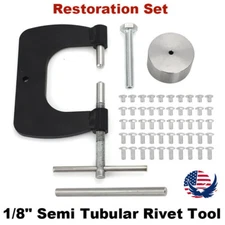 Rivet Tool Kit For 1/8" SEMITUBULAR RIVETS Fixt Dies / Vent Window Restoration