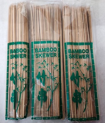 NOS 300 Count 9'' Bamboo Wood SKEWER STICKS Kabob Corn Dog Pointed Dowels