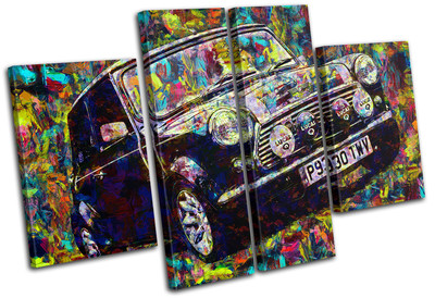 Vintage Retro Lack Mini Cooper Autos MULTI CANVAS WANDBILD Bild Druck