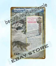 1929 STEPHENS FUR Co TRAPPERS DENVER TRAPS TRAPPING tin sign room wall art decor