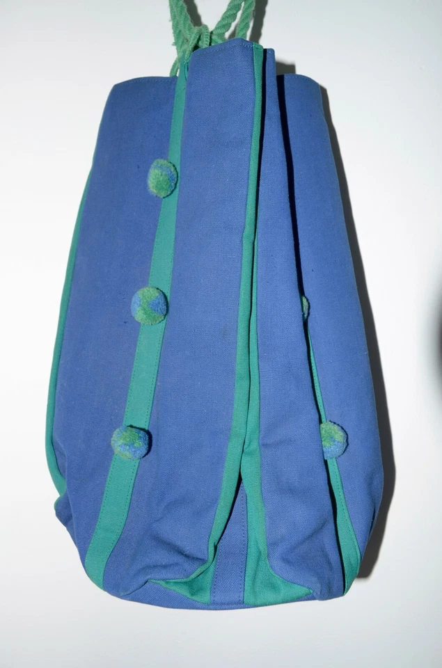 DE COLECCIÓN único HECHO EN ITALIA PARA B. ALTMAN & COMPANY, bolso de tela verde y azul Foto 4 de 4