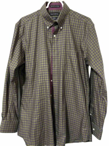 Paul Fredrick Slim Fit Size 16-34 Men's Green Purple Check Cotton - Picture 1 of 7