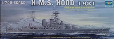 WWII H.M.S. HOOD BATTLE CRUISER 1931 TRUMPETER 1:700 PLASTIC MODEL SHIP KIT