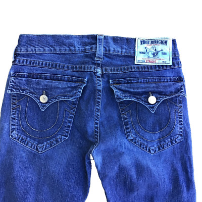 Mens TRUE RELIGION JEANS Blue Size 33 Flaps 34 x 29 Distress | eBay