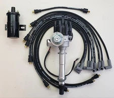 CHEVY 327 350 SMALL FEMALE CAP HEI DISTRIBUTOR + 8.5mm WIRES OVER + BLACK COIL