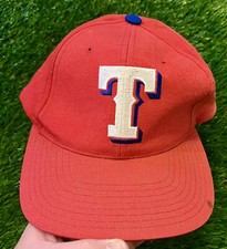 Vintage 90's American Needle Texas Rangers MLB Snapback Hat Red Embroidered