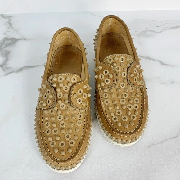 Mocasines planos Christian Louboutin Yacht Spikes cuero coñac becerro 36,5 Foto 3 de 4
