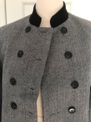 Vtg Tweed Herringbone Riding Equestrian Military Blazer Jacket